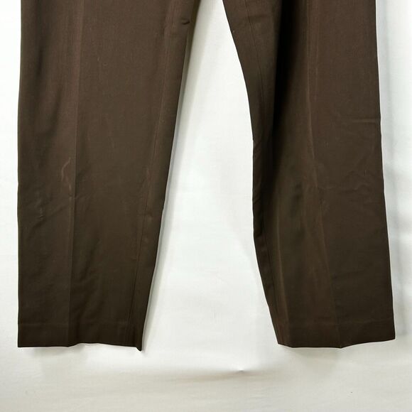 Nine West Pants Womens 12 Brown Straight Leg Button Fly Mid Rise Pull On - Picture 3 of 9